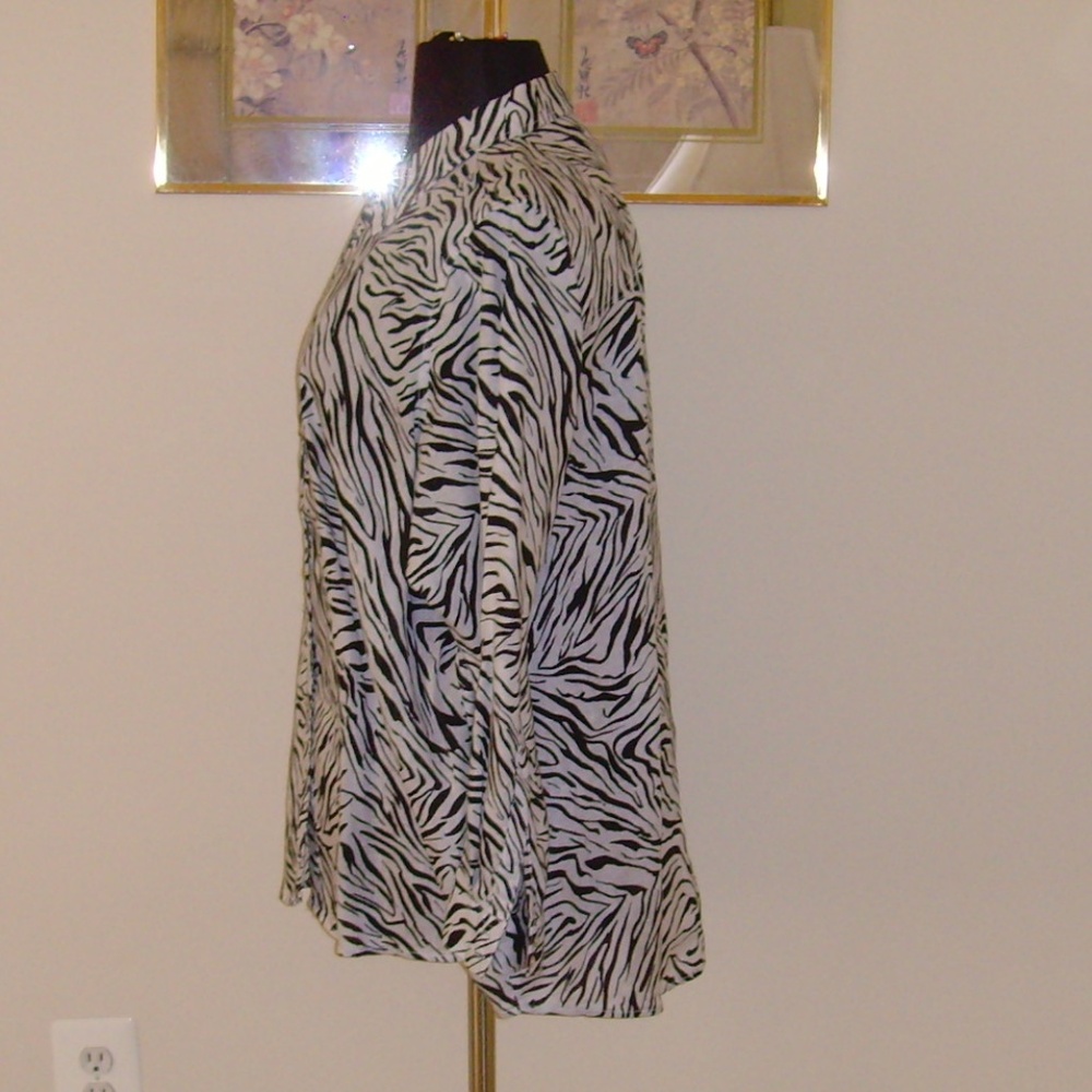 CYNTHIA ROWLEY 100% Linen Blouse 3X Zebra Print - Picture 9 of 13